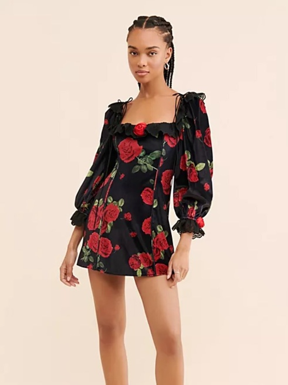 For Love & Lemons Yara Rose Velour Mini Dress
